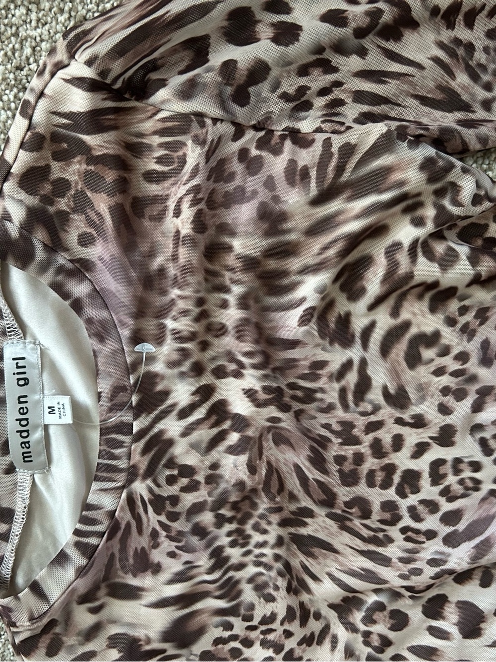 Madden Girl Leopard-Print Chemise in Brown and Cream